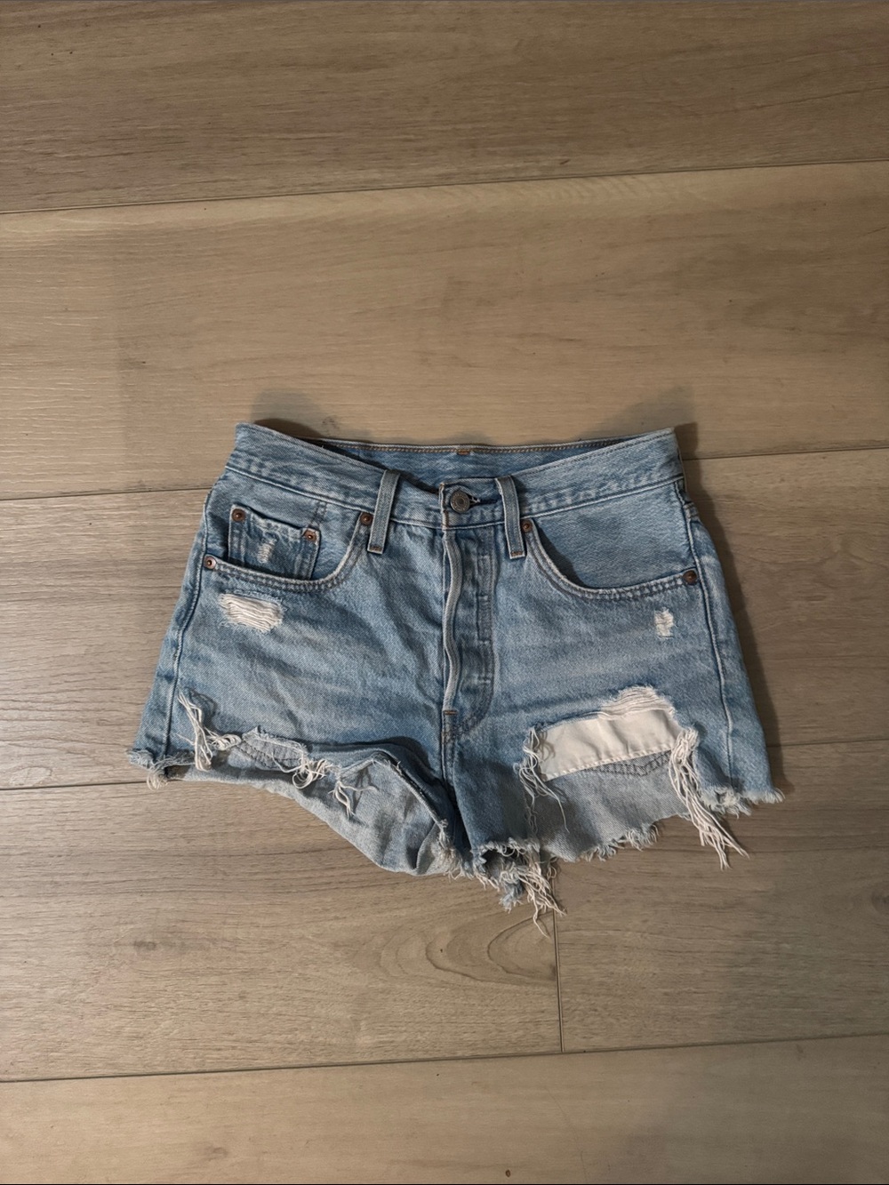 Levi's Light Blue Distressed Cutoff Denim Shorts